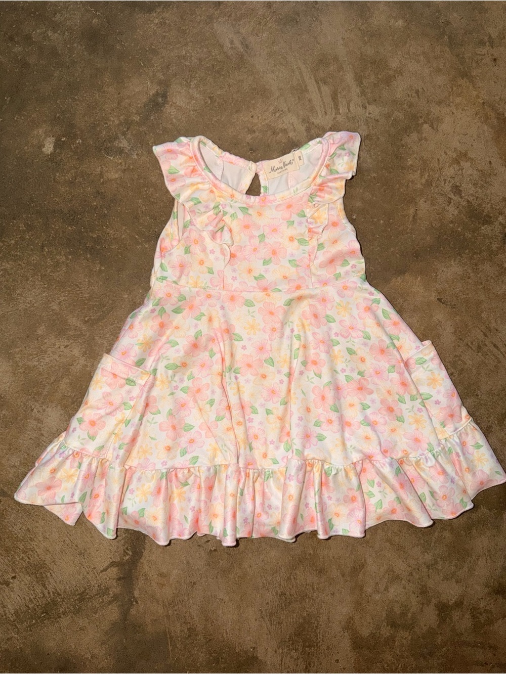Marie Nicole Girls Floral Ruffle Tiered Dress XS 18-24 Months
